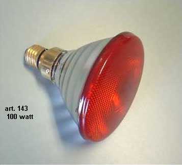 Lampada a raggi infrarossi  art.142-143  -100 e 150 watt